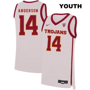 Youth McKay Anderson White Trojans #14 Stitched Jerseys