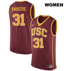 Womens Nick Rakocevic Darkred Trojans #31 Stitched Jersey