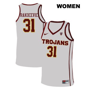 Womens Nick Rakocevic White USC #31 Basketball Jerseys
