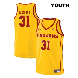 Youth Nick Rakocevic Yellow Trojans #31 style2 NCAA Jerseys