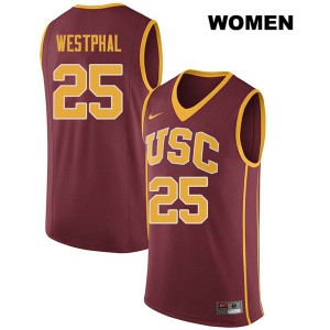 Womens Paul Westphal Darkred USC #25 Stitched Jersey