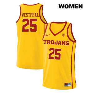 Women's Paul Westphal Yellow USC Trojans #25 style2 High School Jersey