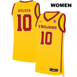 Womens Quinton Adlesh Yellow Trojans #10 High School Jerseys