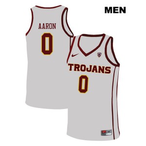 Mens Shaqquan Aaron White Trojans #0 Stitch Jerseys