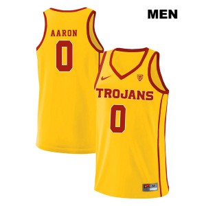 Men's Shaqquan Aaron Yellow Trojans #0 style2 Basketball Jerseys