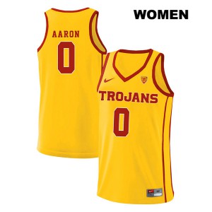 Womens Shaqquan Aaron Yellow USC Trojans #0 style2 Embroidery Jersey