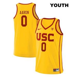 Youth Shaqquan Aaron Yellow USC #0 Basketball Jerseys