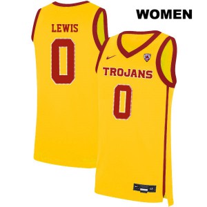 Womens Talin Lewis Yellow USC #0 Stitch Jerseys