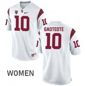 Women's Palaie Gaoteote White Trojans #10 Stitched Jersey
