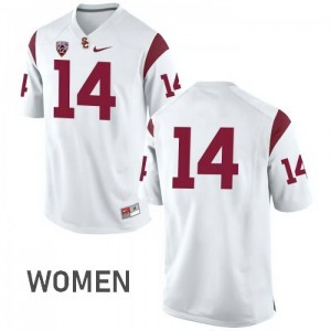 Womens Ykili Ross White Trojans #14 No Name Stitched Jersey