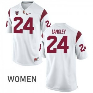 Womens Isaiah Langley White Trojans #24 Stitch Jersey