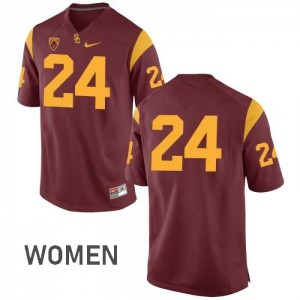 Women Isaiah Langley Cardinal Trojans #24 No Name Official Jerseys
