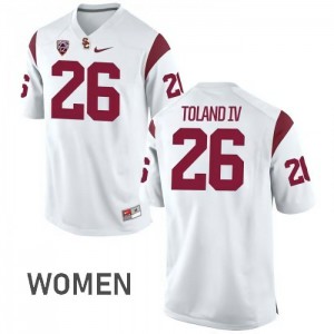 Women James Toland IV White USC Trojans #26 Player Jersey