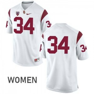 Women's Olajuwon Tucker White USC Trojans #34 No Name Stitch Jerseys