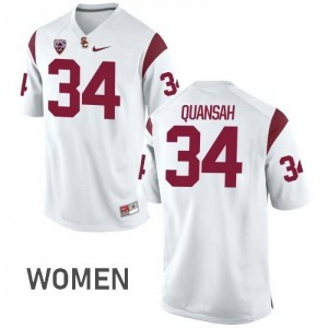 Women's Yoofi Quansah White Trojans #34 Official Jerseys