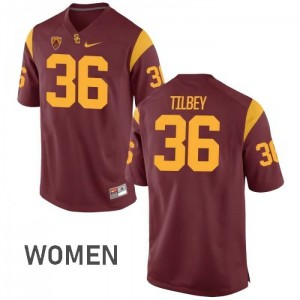 Women's Chris Tilbey Cardinal Trojans #36 Stitched Jerseys