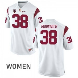 Womens Reid Budrovich White Trojans #38 College Jersey