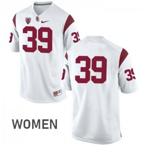 Womens Matt Boermeester White USC Trojans #39 No Name Football Jerseys