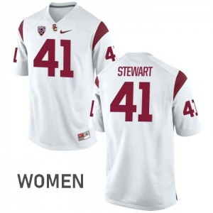 Women's Milo Stewart White Trojans #41 NCAA Jerseys