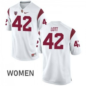 Women Ronnie Lott White USC Trojans #42 High School Jerseys
