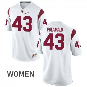 Womens Troy Polamalu White USC #43 Stitch Jersey