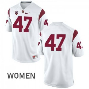 Womens James Bermingham Jr White USC #47 No Name Stitched Jerseys
