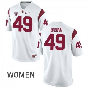 Womens Michael Brown White Trojans #49 High School Jerseys