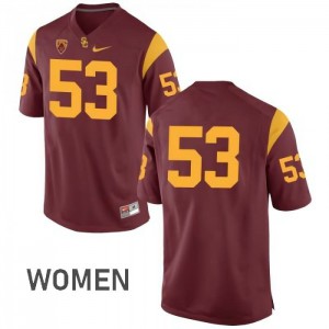 Womens Kevin Scott Cardinal USC Trojans #53 No Name Stitch Jersey