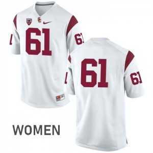 Women's Jake Olson White Trojans #61 No Name NCAA Jersey