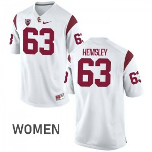 Women's Roy Hemsley White USC #63 Stitch Jerseys