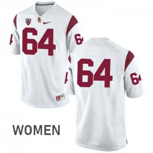 Women Richie Wenzel White Trojans #64 No Name Embroidery Jersey