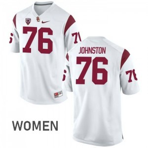 Women Clayton Johnston White Trojans #76 Stitched Jerseys