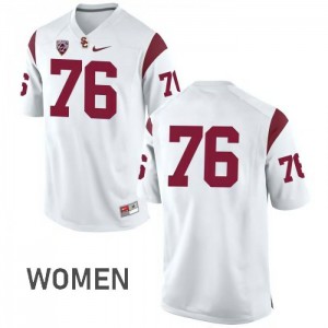 Womens Clayton Johnston White USC Trojans #76 No Name Stitched Jerseys