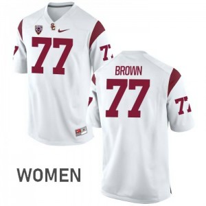 Womens Chris Brown White USC #77 College Jersey