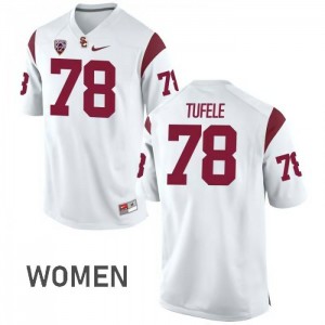 Womens Jay Tufele White Trojans #78 Alumni Jerseys