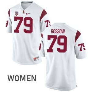 Womens Connor Rossow White Trojans #79 Embroidery Jersey