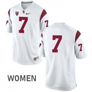 Womens Marvell Tell III White Trojans #7 No Name Stitched Jersey