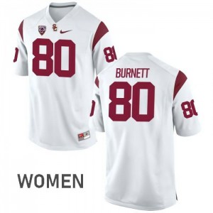 Womens Deontay Burnett White Trojans #80 Stitch Jerseys