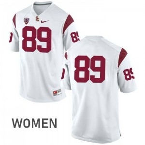 Women's Austin Applebee White Trojans #89 No Name Stitch Jersey