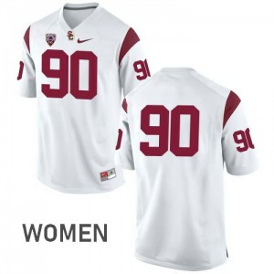 Womens Connor Murphy White Trojans #90 No Name Football Jersey