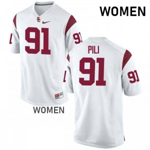 Women Brandon Pili White USC #91 College Jersey