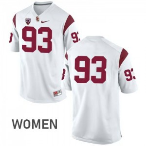 Women Liam Jimmons White Trojans #93 No Name Embroidery Jersey