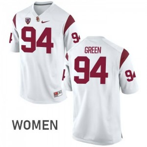 Womens Rasheem Green White USC Trojans #94 University Jersey