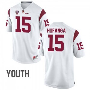 Youth Talanoa Hufanga White Trojans #15 Stitch Jerseys