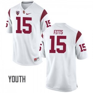 Youth Thomas Fitts White USC #15 High School Jerseys