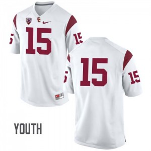 Youth Thomas Fitts White Trojans #15 No Name Player Jersey