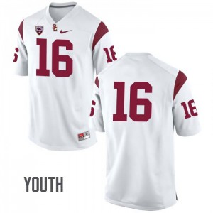 Youth Dominic Davis White Trojans #16 No Name Official Jerseys