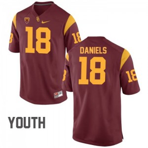 Youth J. T. Daniels White Trojans #18 Embroidery Jersey