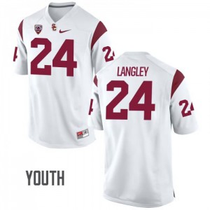 Youth Isaiah Langley White Trojans #24 NCAA Jerseys