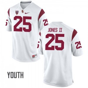 Youth Ronald Jones II White Trojans #25 Football Jerseys
